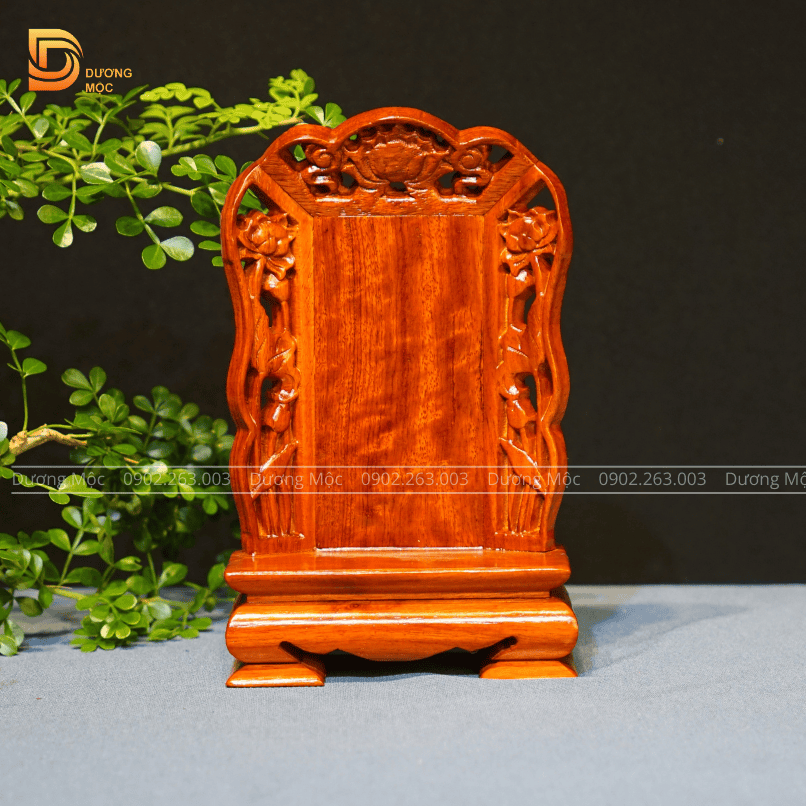 Bài Vị Nhỏ Hoa Sen Gỗ Hương Cao 18 cm BH02