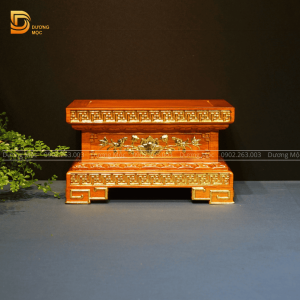 Đôn Kê Tượng Chữ Nhật Gỗ Hương Dát Vàng DTK04