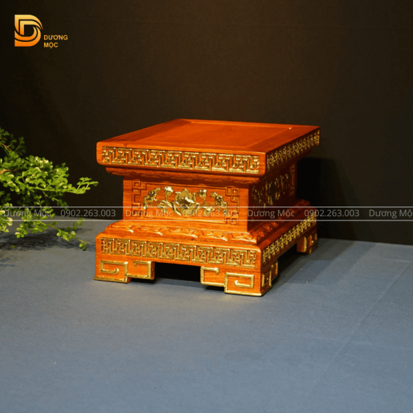 Đôn Kê Tượng Chữ Nhật Gỗ Hương Dát Vàng DTK04 - Ảnh 4