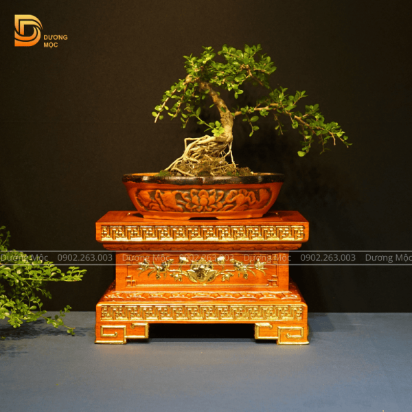 Đôn Kê Tượng Chữ Nhật Gỗ Hương Dát Vàng DTK04 - Ảnh 5