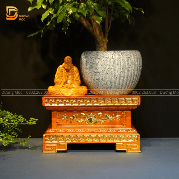 Đôn Kê Tượng Chữ Nhật Gỗ Hương Dát Vàng DTK04 - Ảnh 6