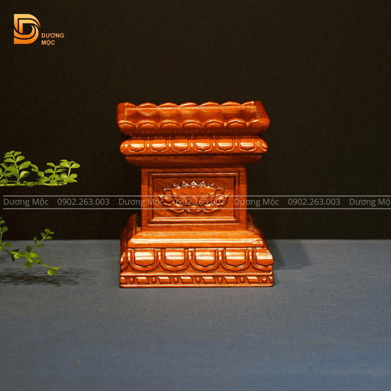 Đôn Kê Tượng Gỗ Hương Chạm Sen 15x15 DKT08