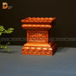 Đôn Kê Tượng Gỗ Hương Chạm Sen 15x15 DKT08