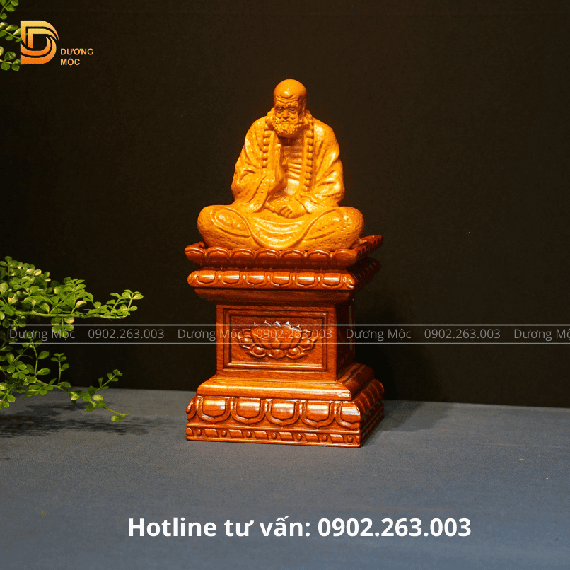 Đôn Kê Tượng Gỗ Hương Chạm Sen 15x15 DKT08