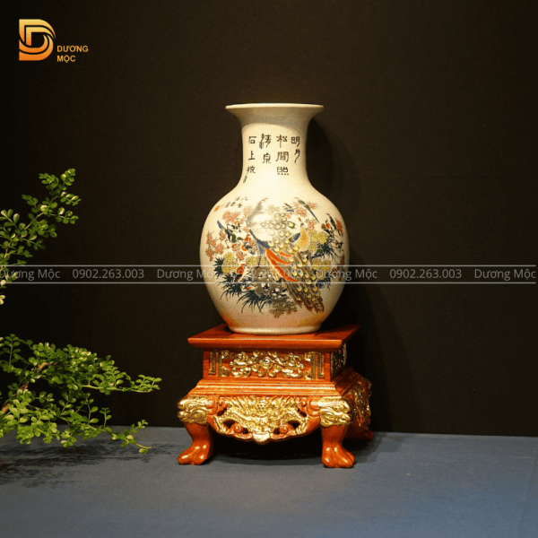 Đôn Vuông Gỗ Hương Chạm Rồng Dát Vàng 20x16 DTK10 - Ảnh 6