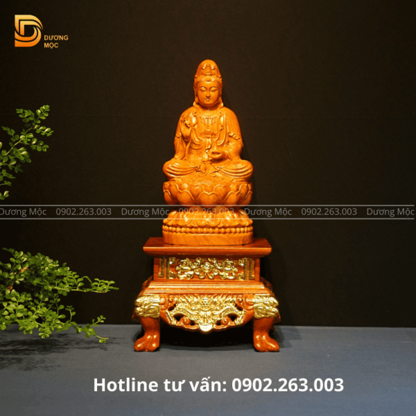Đôn Vuông Gỗ Hương Chạm Rồng Dát Vàng 20x16 DTK10 - Ảnh 7