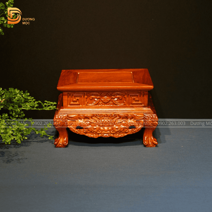 Đôn Vuông Gỗ Hương Chạm Rồng 25x16 DTK11