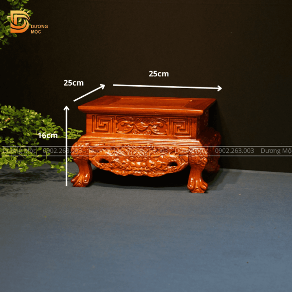 Đôn Vuông Gỗ Hương Chạm Rồng 25x16 DTK11 - Ảnh 4
