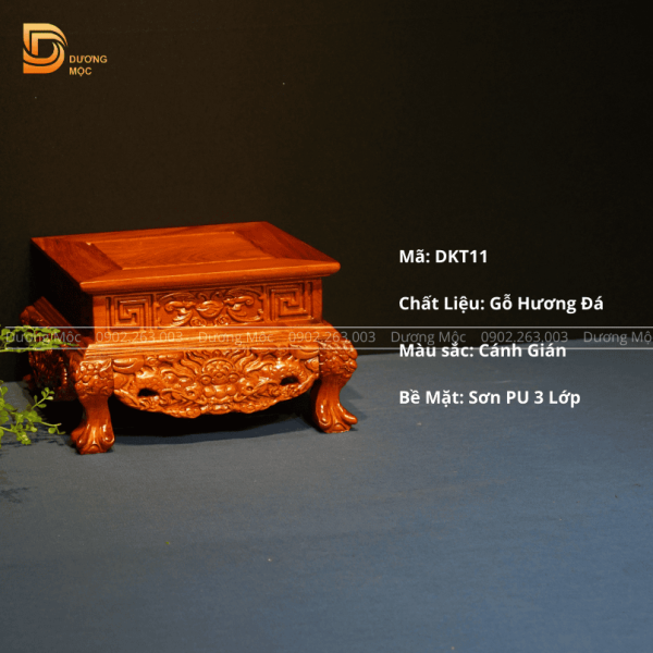 Đôn Vuông Gỗ Hương Chạm Rồng 25x16 DTK11 - Ảnh 3