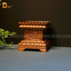 Đôn Vuông Kê Tượng Chạm Sen Gỗ Hương 20x20 DKT14