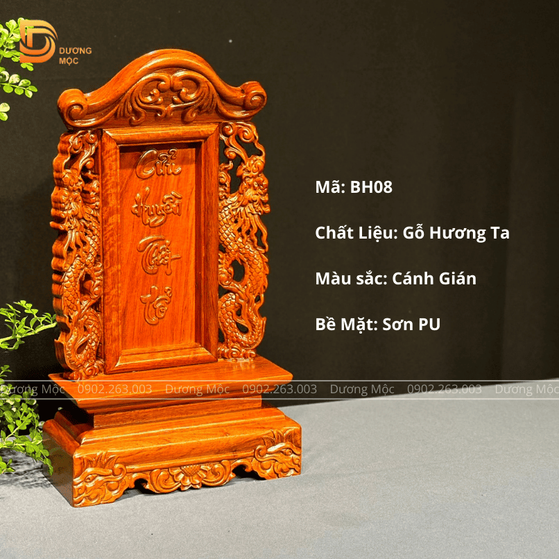 Bài Vị Thờ Song Long Gỗ Hương 41 cm BH08