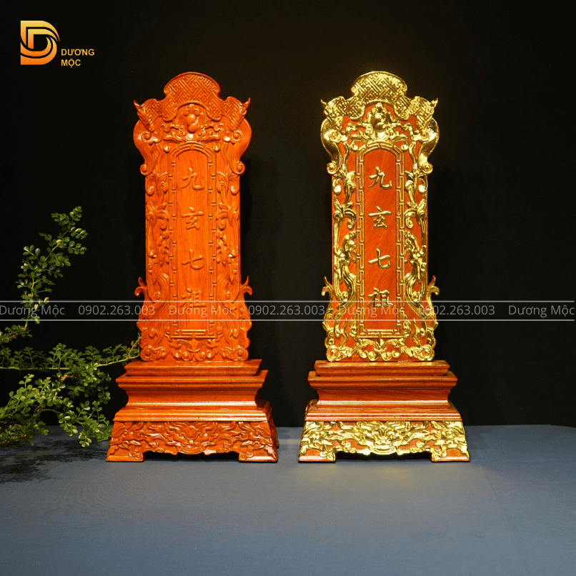 Bài Vị Thờ Gỗ Hương Đá Liền Khối Cao 61 cm BH26