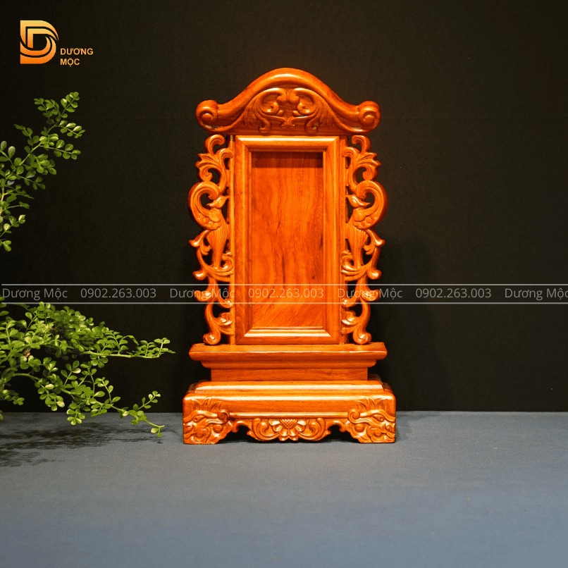 Bài Vị Thờ Song Phụng Gỗ Hương Cao Cấp 41 cm BH06
