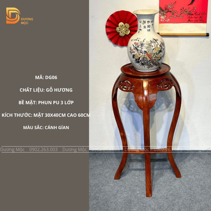 Đôn Tròn Gỗ Hương Hoa Mai DG06 - Ảnh 2