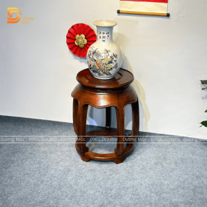 Đôn Tròn Gỗ Hương Đơn Giản Màu Óc Chó DG07