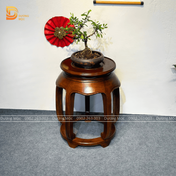 Đôn Tròn Gỗ Hương Đơn Giản Màu Óc Chó DG07 - Ảnh 7