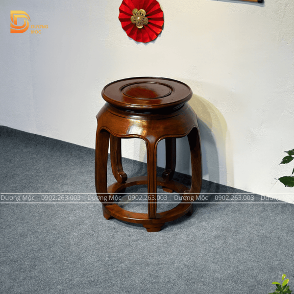 Đôn Tròn Gỗ Hương Đơn Giản Màu Óc Chó DG07 - Ảnh 3