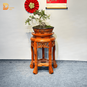 Đôn Tròn Gỗ Hương Chạm Phượng DG05