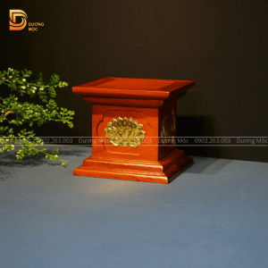 Đôn Vuông Kê Tượng Gỗ Hương Dát Vàng 22x20 DKT20