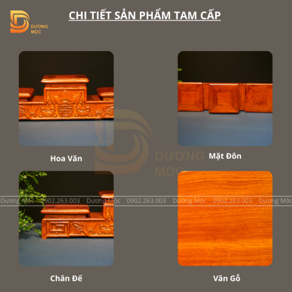 Tam Cấp Gỗ Hương Kê Đồ Chữ Thọ TC03 - Ảnh 7