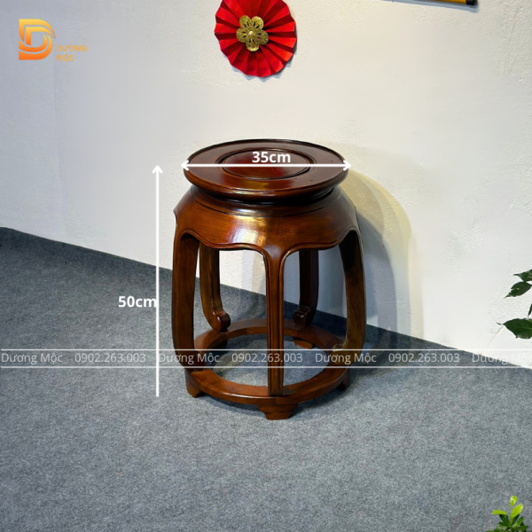 Đôn Tròn Gỗ Hương Đơn Giản Màu Óc Chó DG07 - Ảnh 4