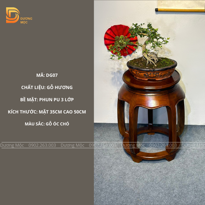 Đôn Tròn Gỗ Hương Đơn Giản Màu Óc Chó DG07