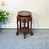 Đôn Tròn Gỗ Hương Chạm Phượng Màu Óc Chó Cao 50 cm DG12