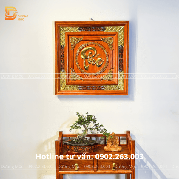 Tranh Chữ Phúc Gỗ Hương Dát Vàng TG03 - Ảnh 7