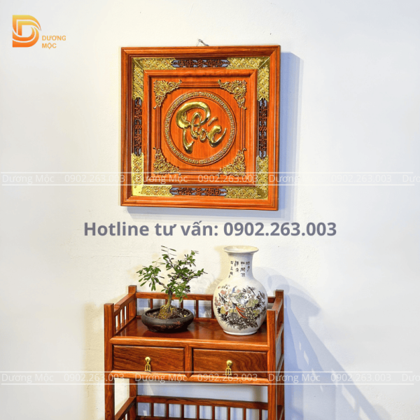 Tranh Chữ Phúc Gỗ Hương Dát Vàng TG03 - Ảnh 6