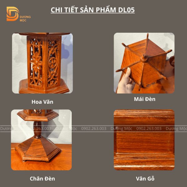 Cặp Đèn Thờ Gỗ Hương DT03 - Ảnh 6