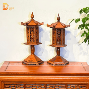 Cặp Đèn Thờ Gỗ Hương DT03