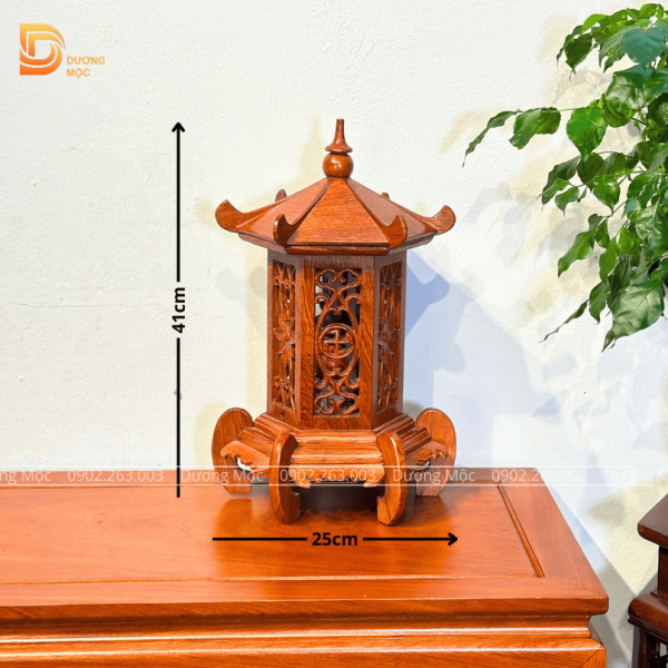 Cặp Đèn Thờ Lục Lăng Gỗ Hương DT02 - Ảnh 3