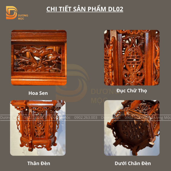Đèn Lồng Gỗ Hương Hoa Sen 45cm DL02 - Ảnh 10