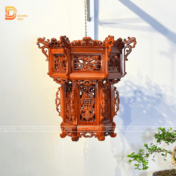 Đèn Lồng Gỗ Hương Hoa Sen 45cm DL02