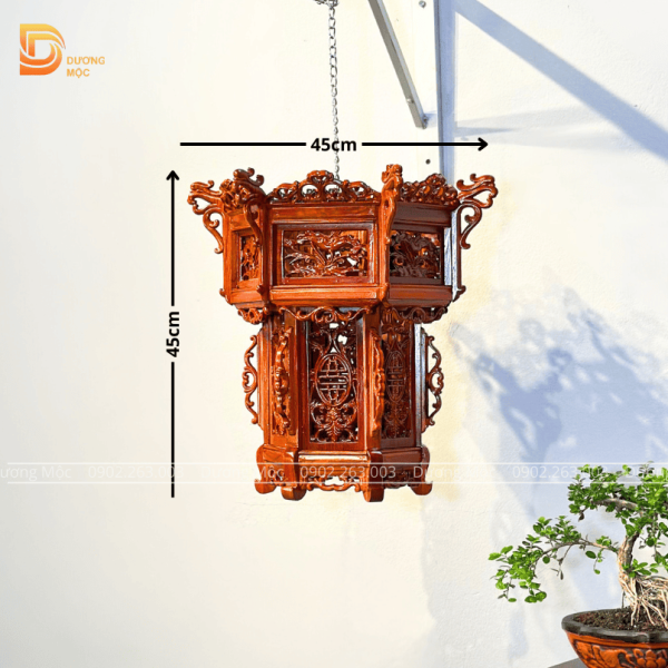 Đèn Lồng Gỗ Hương Hoa Sen 45cm DL02 - Ảnh 3
