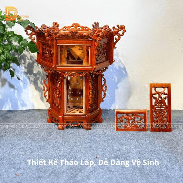 Đèn Lồng Gỗ Hương Hoa Sen 45cm DL02 - Ảnh 4