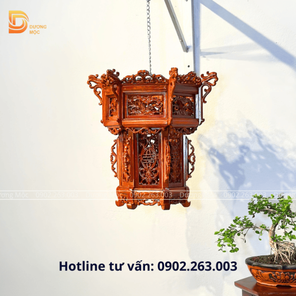 Đèn Lồng Gỗ Hương Hoa Sen 45cm DL02 - Ảnh 8