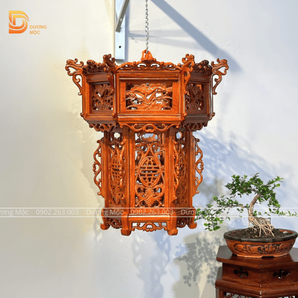 Đèn Lồng Gỗ Hương Hoa Sen 55cm DL05