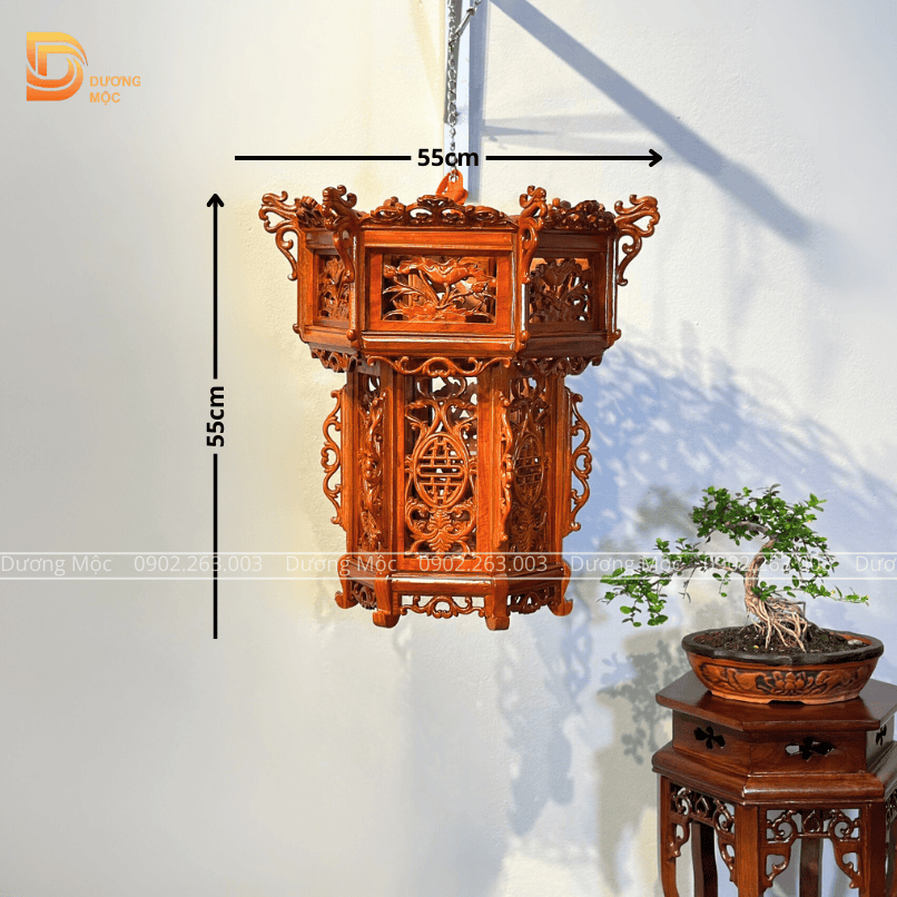 Đèn Lồng Gỗ Hương Hoa Sen 55cm DL05