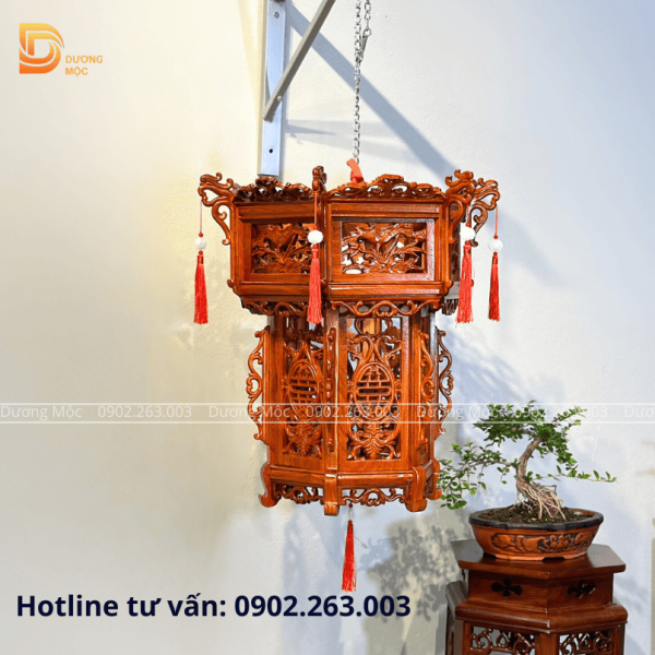 Đèn Lồng Gỗ Hương Hoa Sen 55cm DL05 - Ảnh 7