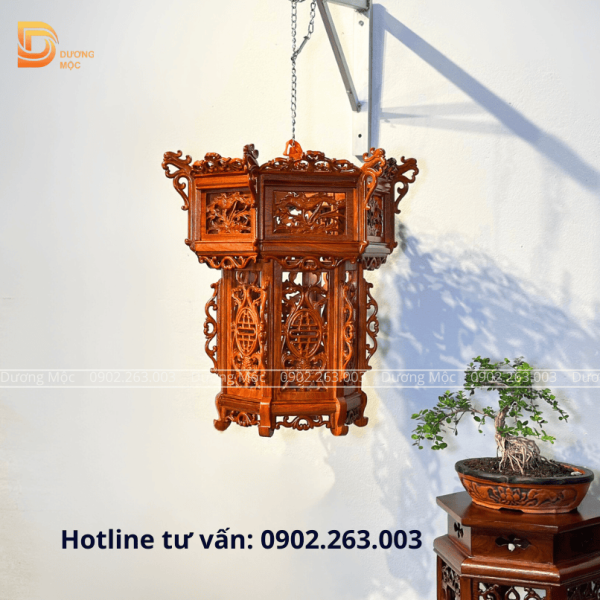 Đèn Lồng Gỗ Hương Hoa Sen 55cm DL05 - Ảnh 6
