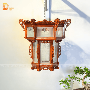 Đèn Lồng Gỗ Hương Mặt Kính 45cm DL01