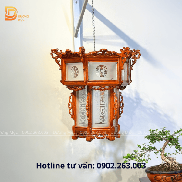 Đèn Lồng Gỗ Hương Mặt Kính 45cm DL01 - Ảnh 6