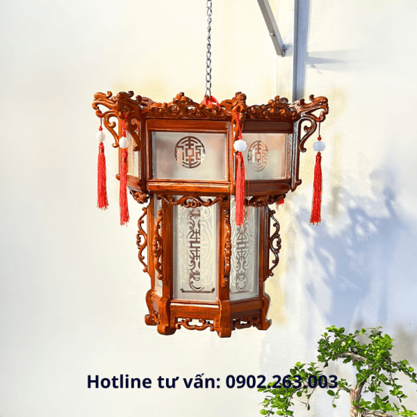 Đèn Lồng Gỗ Hương Mặt Kính 45cm DL01 - Ảnh 9