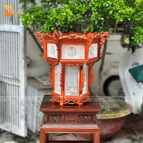 Đèn Lồng Gỗ Hương Mặt Kính 45cm DL01 - Ảnh 4