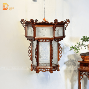 Đèn Lồng Gỗ Hương Mặt Kính 55cm DL06