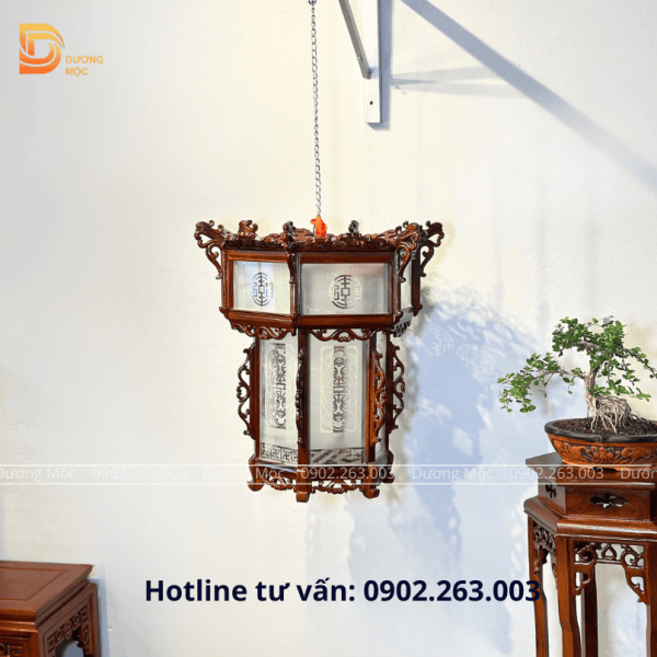 Đèn Lồng Gỗ Hương Mặt Kính 55cm DL06 - Ảnh 8