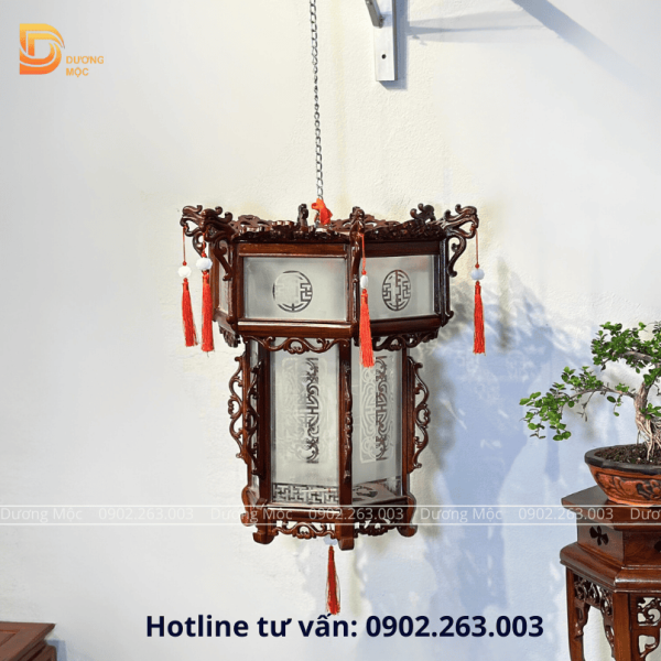 Đèn Lồng Gỗ Hương Mặt Kính 55cm DL06 - Ảnh 9
