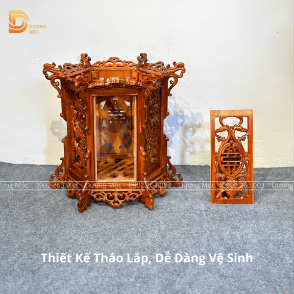 Đèn Lồng Tứ Quý Gỗ Hương 43cm DL03 - Ảnh 4
