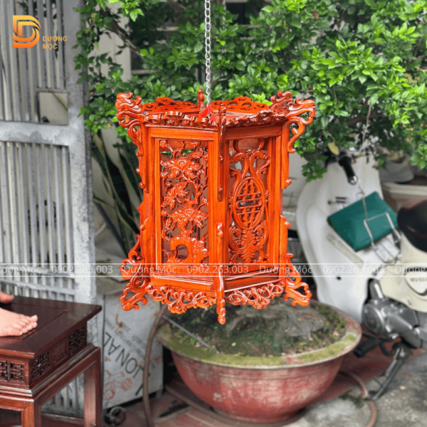 Đèn Lồng Tứ Quý Gỗ Hương 43cm DL03 - Ảnh 5